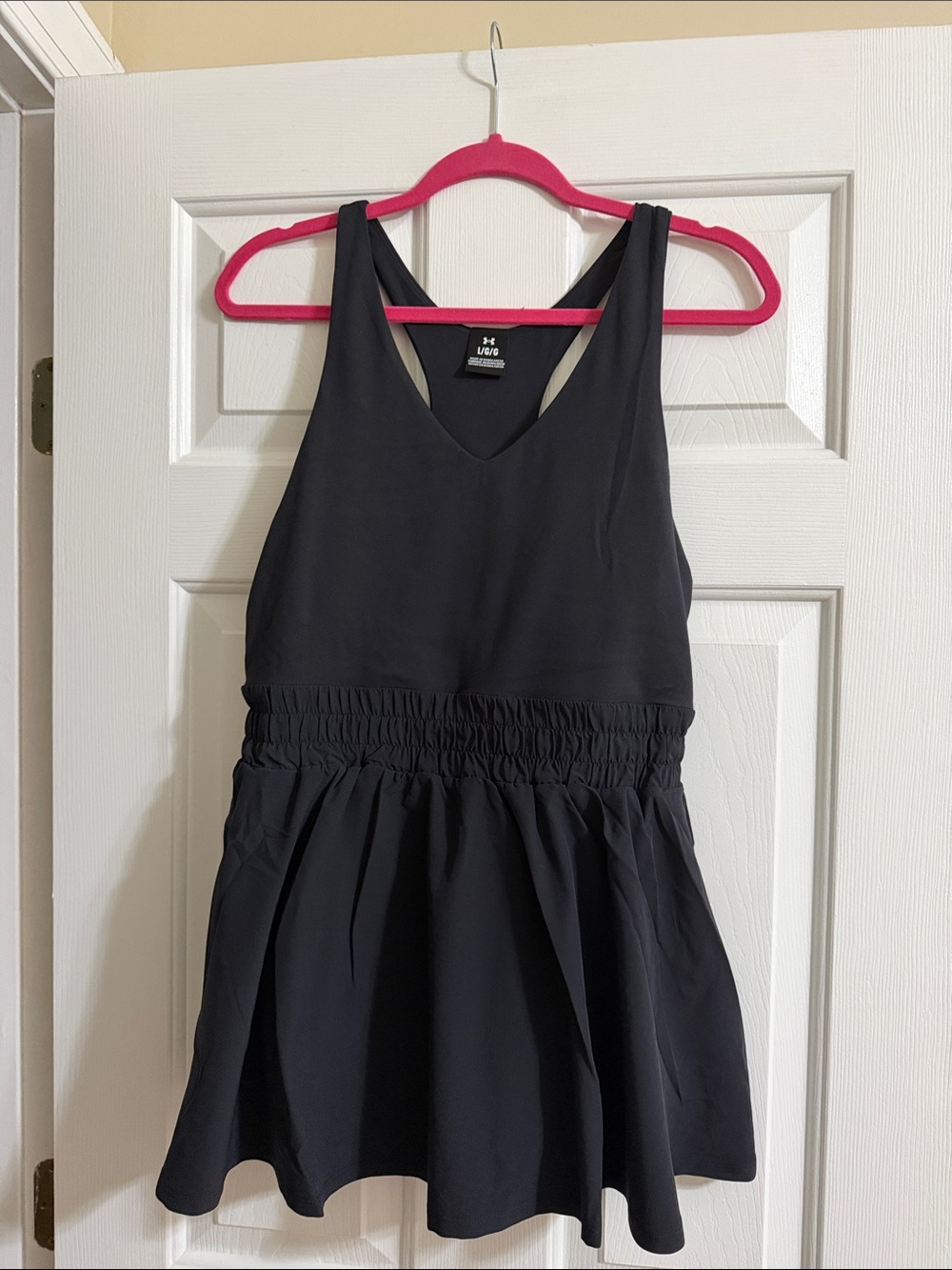 NWT Under Armour Black Vanish Athletic Racer Back Dress with Shorts Size Large